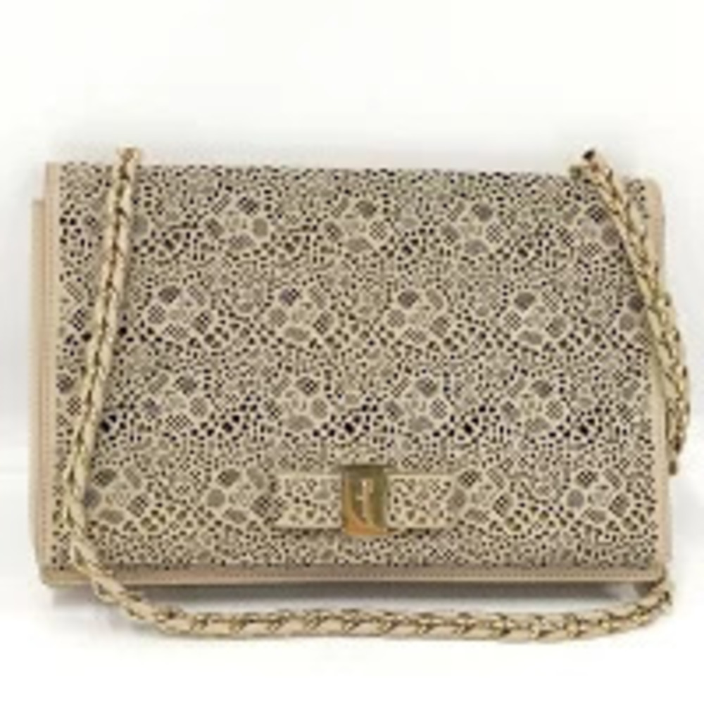 Salvatore Ferragamo Shoulder Bag Leather Beige Cream Yellow